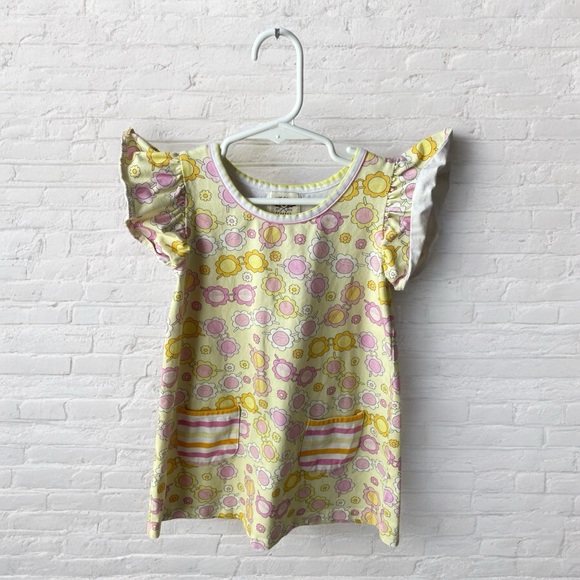 The Oaks Apparel // Floral Girls Dress with Striped Pockets - Picture 1 of 5